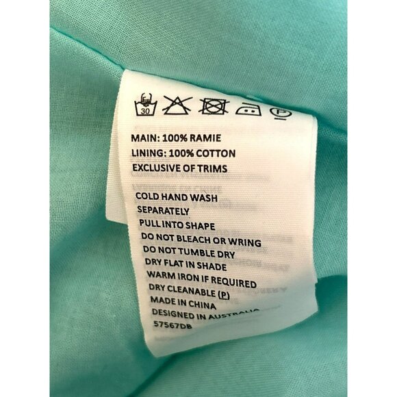 Bardot Women's Aura Aqua Puff Sleeve Mini Dress Ruffle Hem V-Neck NWT Size 4 - Picture 6 of 6